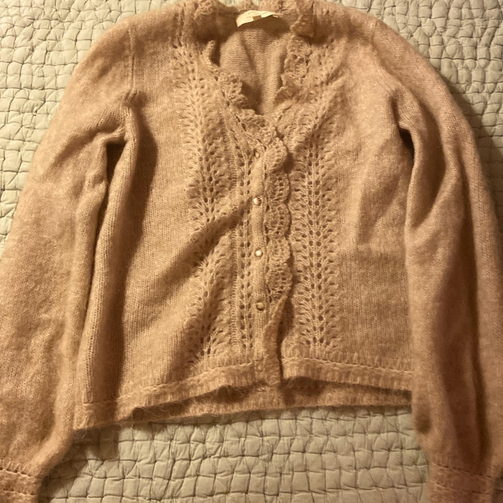 Sézane ecru mohair cardigan